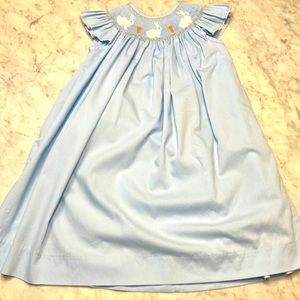 Smocked and embroidered Shrimp & Grits bunny dress